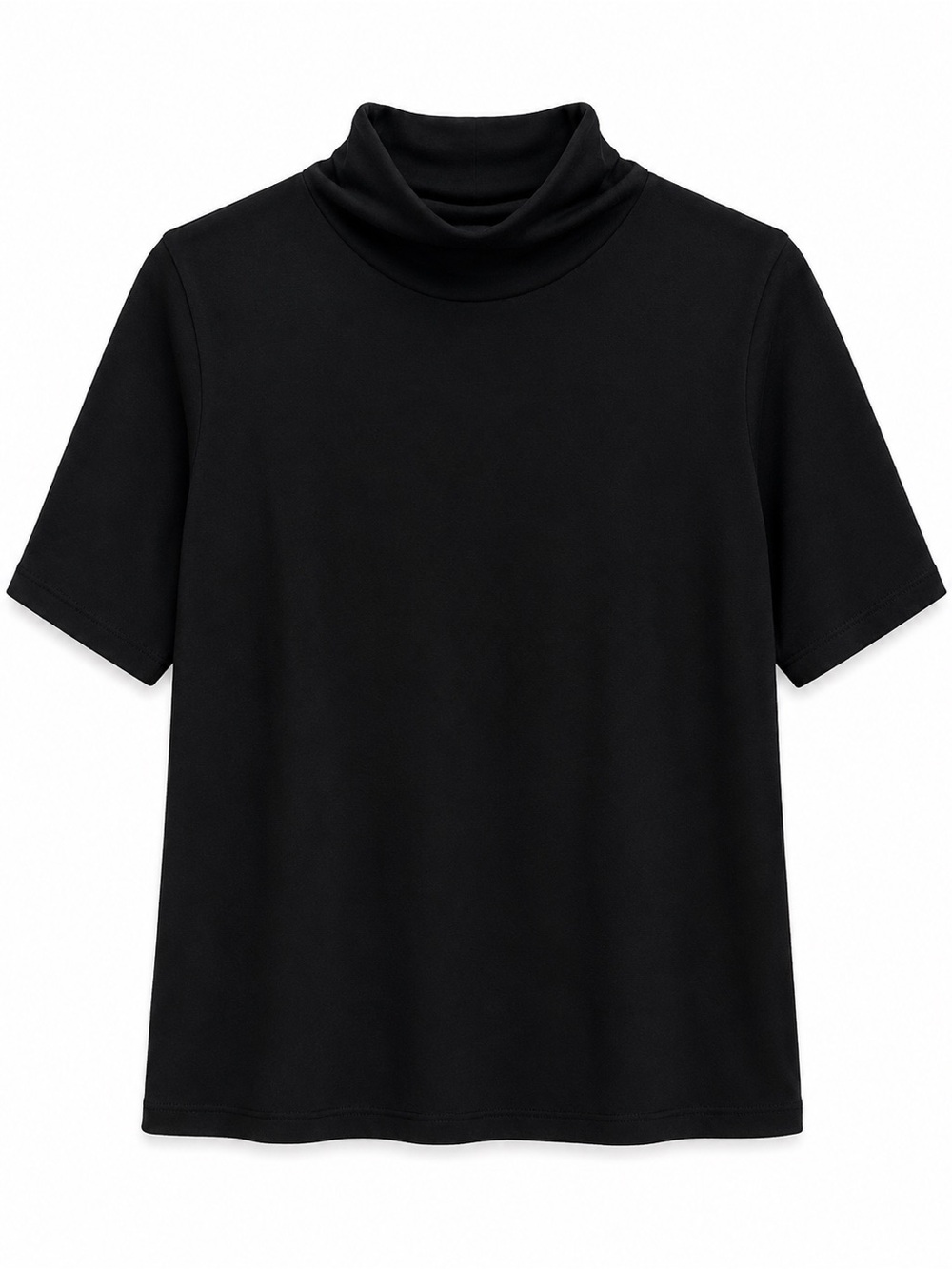 Banana Republic Factory Black Short-Sleeve Mockneck Tee
